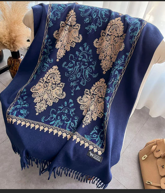 Women's Embroidered Cashmere-Like Scarf