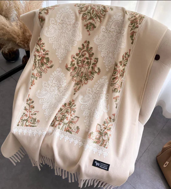 Women's Embroidered Cashmere-Like Scarf