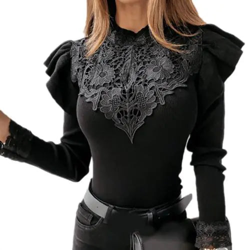 Elegant Lace Ruffle Blouse