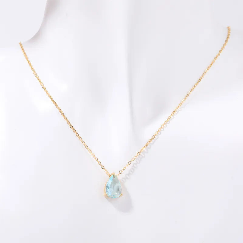 Water Drop Zircon Birthstones Necklace