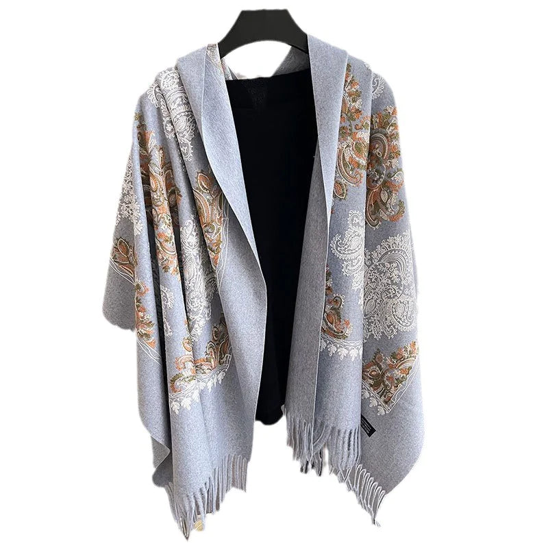 Women's Embroidered Cashmere-Like Scarf