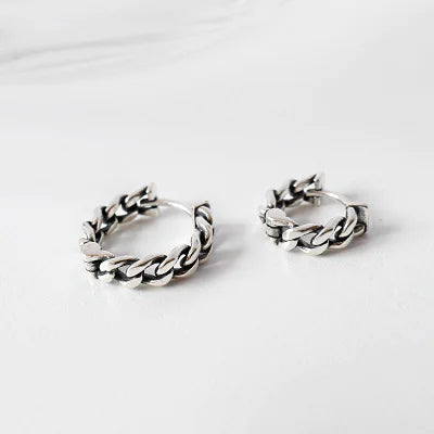 S925 Vintage Twist Dumbbell Earrings