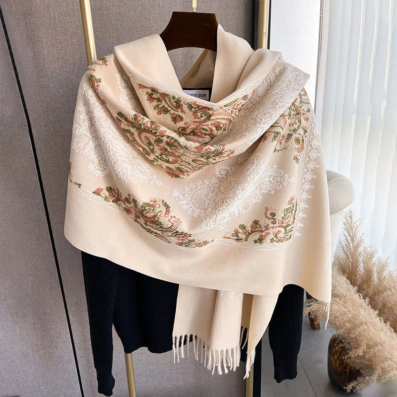 Women's Embroidered Cashmere-Like Scarf