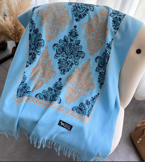 Women's Embroidered Cashmere-Like Scarf