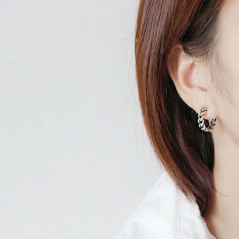 S925 Vintage Twist Dumbbell Earrings