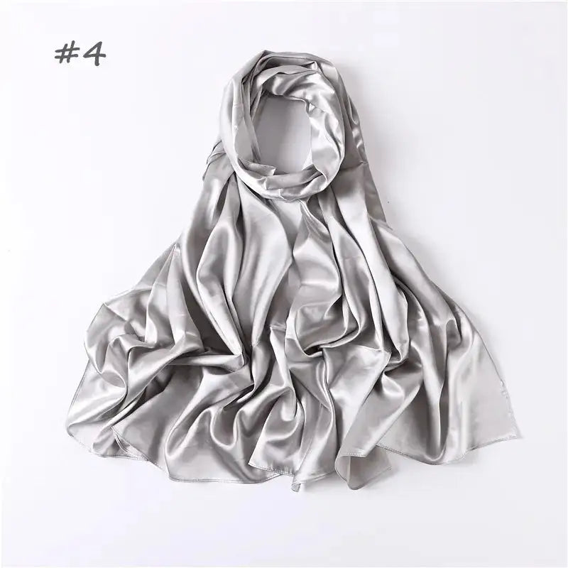 Women Solid Satin Silk Hijab Scarf