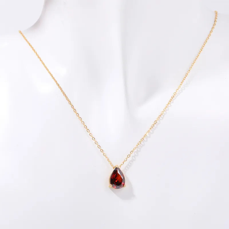 Water Drop Zircon Birthstones Necklace